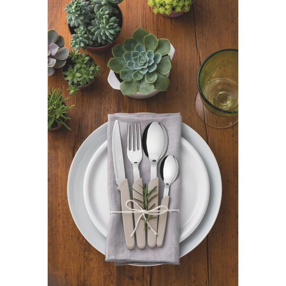 Faqueiro Tramontina Carmel Com Laminas Em Aço Inox E Cabos De Polipropileno Natural Medio 24 Peças - 4