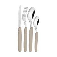 Faqueiro Tramontina Carmel Com Laminas Em Aço Inox E Cabos De Polipropileno Natural Medio 24 Peças - 1