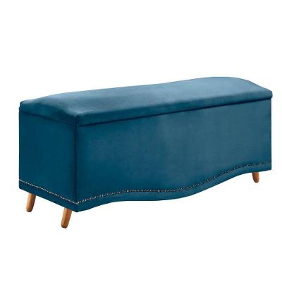 Calçadeira Sapateira Baú Holanda 90cm De Largura Veludo Star Confort Azul