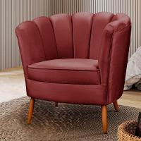 Kit 2 Poltronas Decorativa Ariel Petala Com Pés De Madeira Star Confort Vinho - 2