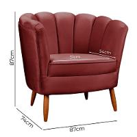 Kit 2 Poltronas Decorativa Ariel Petala Com Pés De Madeira Star Confort Vinho