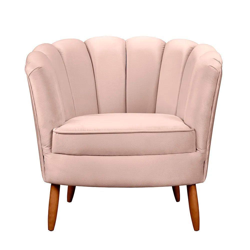 Kit 2 Poltronas Decorativa Ariel Petala Com Pés De Madeira Star Confort Rose - 3