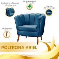 Kit 2 Poltronas Decorativa Ariel Petala Com Pés De Madeira Star Confort Azul - 5
