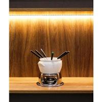 Aparelho Fondue Porcelana Cerâmica 11 Peças Doce Chocolate Kit Conjunto Serviço Base Inox Queimador