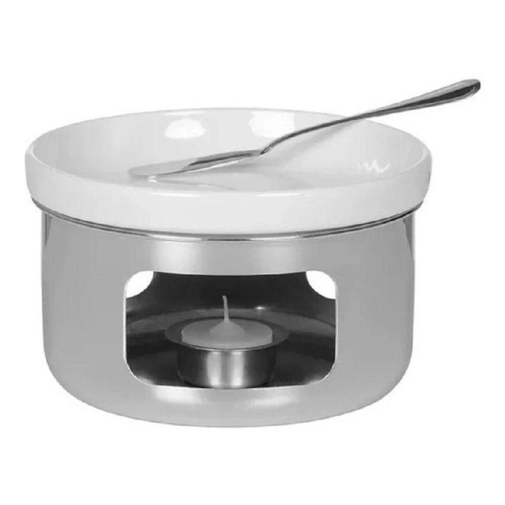Aparelho De Fondue Queijo Brie 4 Peças Espatula Rechaud Base Inox Serviço Kit Conjunto - 5