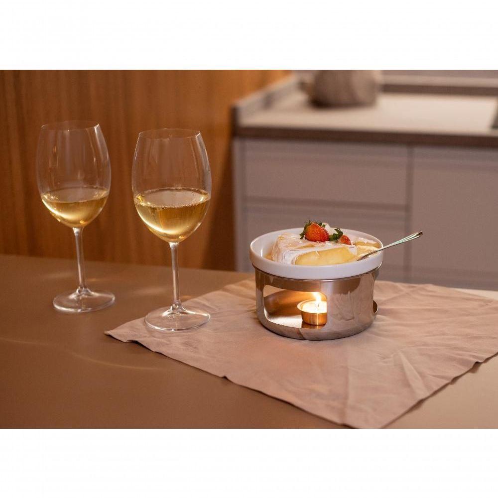 Aparelho De Fondue Queijo Brie 4 Peças Espatula Rechaud Base Inox Serviço Kit Conjunto - 8