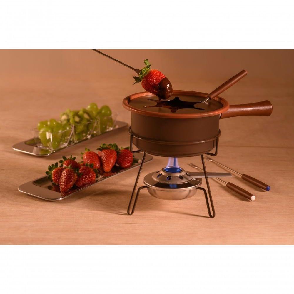 Aparelho De Fondue Antiaderente Aspen Chocolate Queijo 1 Litro Conjunto Kit Serviço - 4