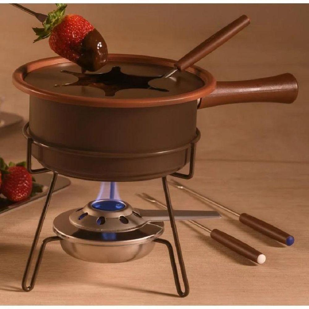 Aparelho De Fondue Antiaderente Aspen Chocolate Queijo 1 Litro Conjunto Kit Serviço - 5