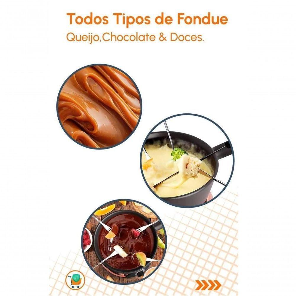 Aparelho De Fondue Antiaderente Aspen Chocolate Queijo 1 Litro Conjunto Kit Serviço - 6