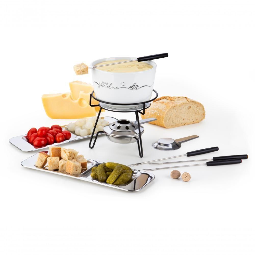 Aparelho De Fondue Queijo Chocolate Porcelana Fondue 8 Peças Serviço Conjunto Kit Cerâmica Swiss - 1