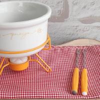 Aparelho De Fondue De Queijo Panela Porcelana Casal 5 Peças Conjunto Kit Para Duas Pessoas Ceramica - 2