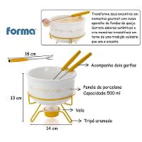 Aparelho De Fondue De Queijo Panela Porcelana Casal 5 Peças Conjunto Kit Para Duas Pessoas Ceramica