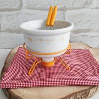 Aparelho De Fondue De Queijo Panela Porcelana Casal 5 Peças Conjunto Kit Para Duas Pessoas Ceramica - 9