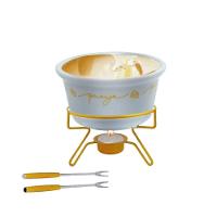 Aparelho De Fondue De Queijo Panela Porcelana Casal 5 Peças Conjunto Kit Para Duas Pessoas Ceramica - 10