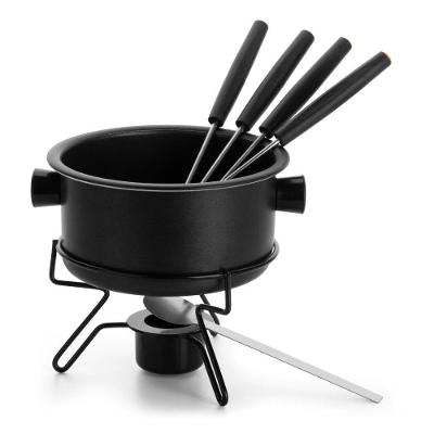 Aparelho De Fondue Panela Antiaderente 7 Peças Para Chocolate Queijo Doce Kit Conjunto Serviço Alto