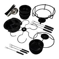 Aparelho De Fondue Esmaltado Viena Carroussel Molheiras Base Giratória 16 Peças Serviço Conjunto Kit - 2