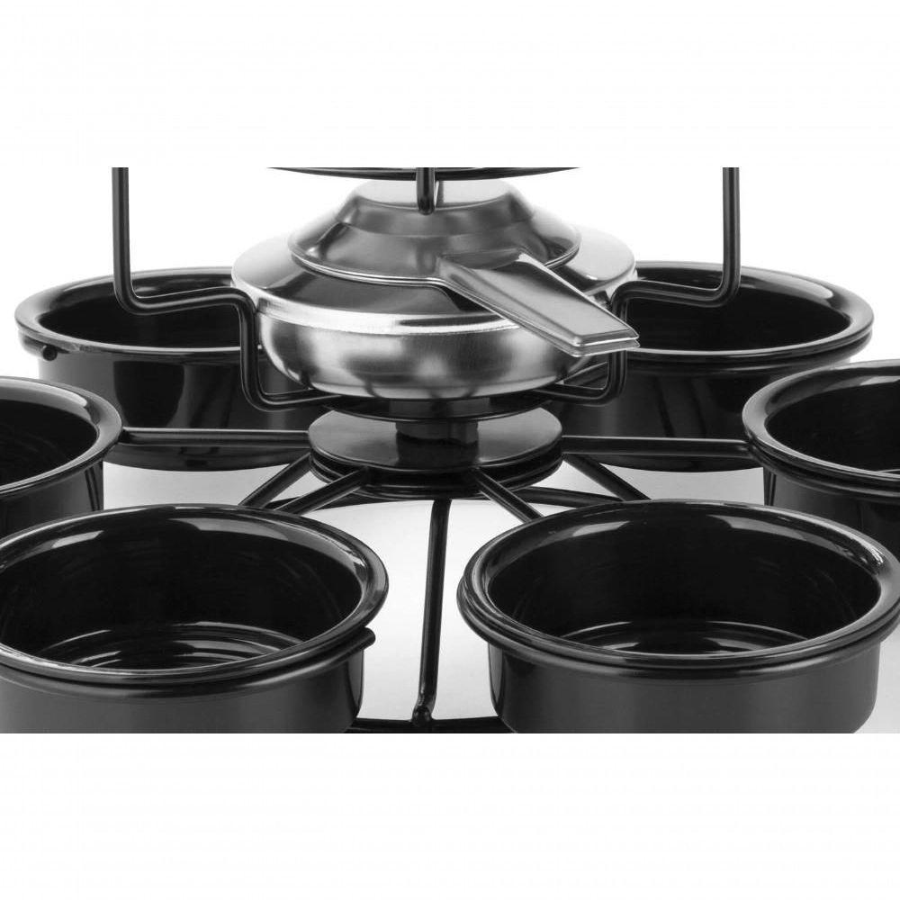 Aparelho De Fondue Inox Carroussel Base Giratória 17 Peças Fondue Salgado óleo Carnes Kit Conjunto - 4