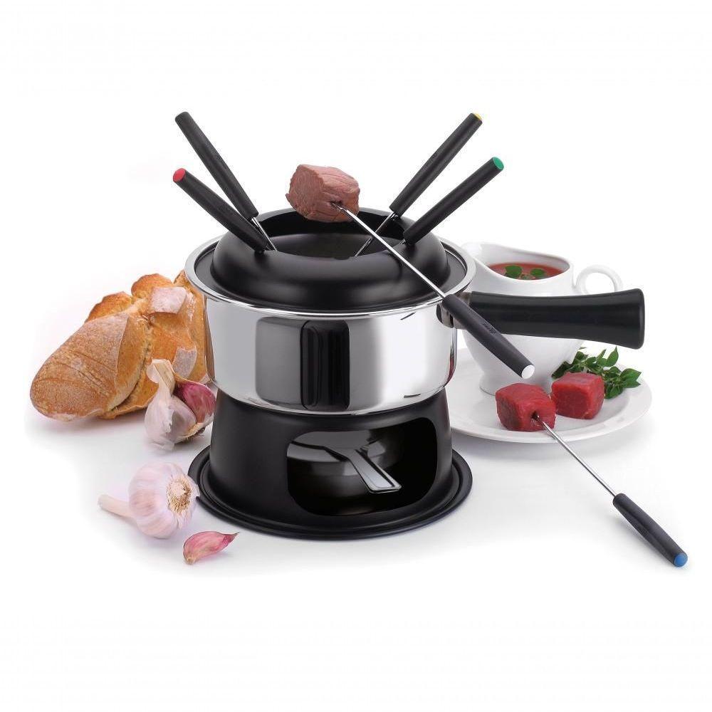 Aparelho De Fondue Lugano Panela Aço Inox 1,4 Litros Para Carnes óleo Kit Conjunto Serviço - 1