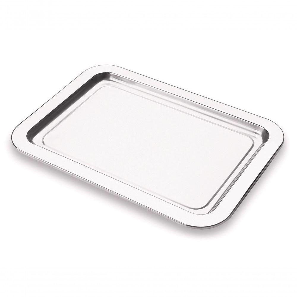 Bandeja Aço Inox Retangular 34x25 Cm Servir Casa Hospital Inoxidavel Higiene Aparador Multiuso - 1