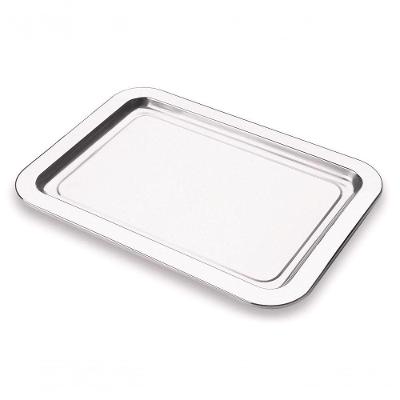 Bandeja Aço Inox Retangular 34x25 Cm Servir Casa Hospital Inoxidavel Higiene Aparador Multiuso