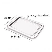 Bandeja Aço Inox Retangular 34x25 Cm Servir Casa Hospital Inoxidavel Higiene Aparador Multiuso - 2