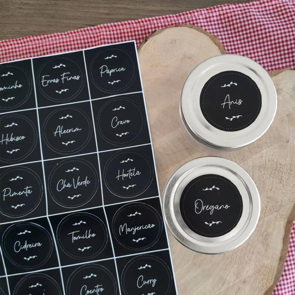 Kit Porta Condimentos Chá Temperos 6 Potes Vidro 195ml Acompanha Cartela Adesivos Para Identificar - 3