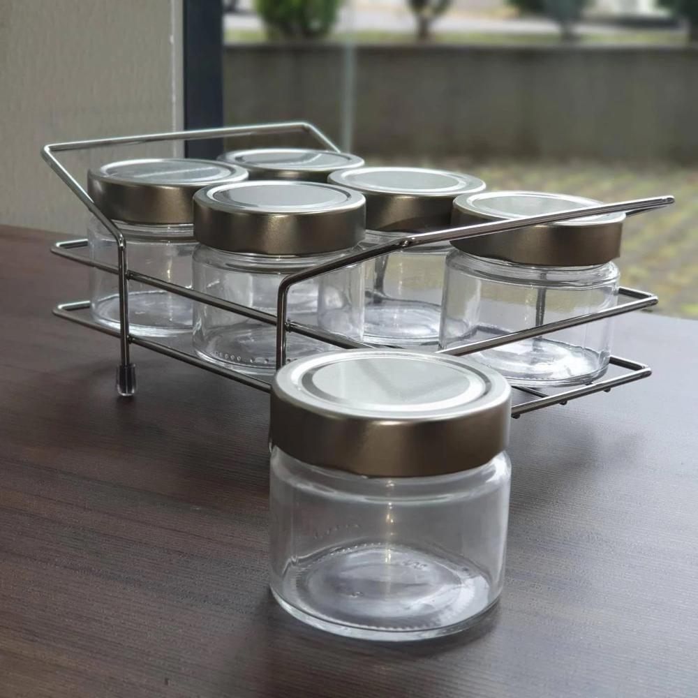 Kit Porta Condimentos Chá Temperos 6 Potes Vidro 195ml Acompanha Cartela Adesivos Para Identificar - 7