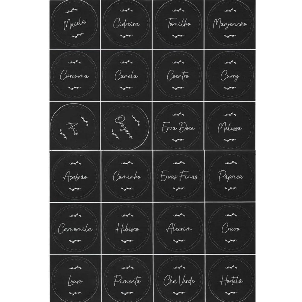 Kit Porta Condimentos Chá Temperos 6 Potes Vidro 195ml Acompanha Cartela Adesivos Para Identificar - 8