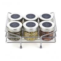 Kit Porta Condimentos Chá Temperos 6 Potes Vidro 195ml Acompanha Cartela Adesivos Para Identificar - 1
