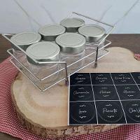 Kit Porta Condimentos Chá Temperos 6 Potes Vidro 195ml Acompanha Cartela Adesivos Para Identificar - 2