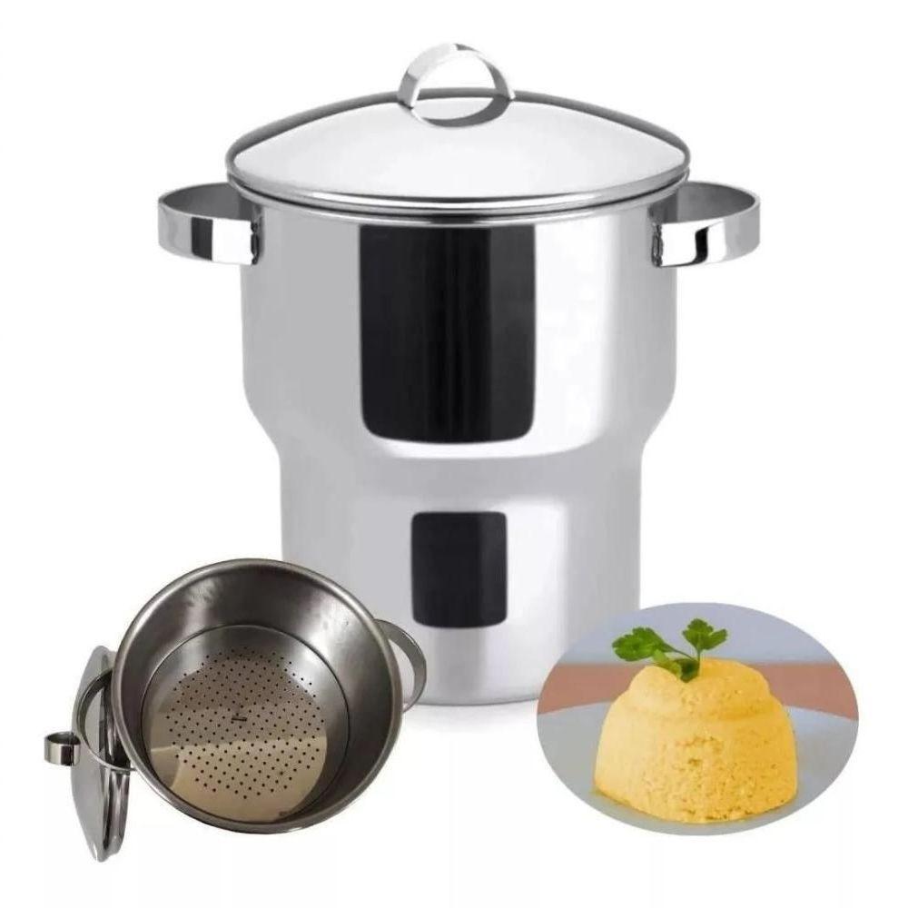 Panela Cuscuzeira De Indução Grande Aço Inox 3 Litros Aparelho Cuscuz Fogão Elétrico Indução - 4