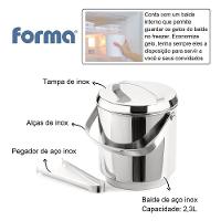 Balde De Gelo Inox Com Pegador Pinça 2,3 Litros Baldinho Container Interno Removível Para Guardar - 3