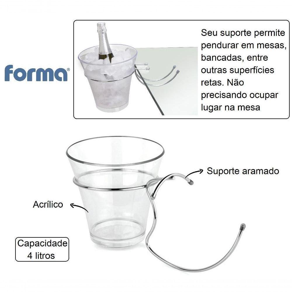 Balde De Gelo Com Suporte Para Pendurar Em Mesas 4 Litros Garrafas Champanheira Servir Bar Festa - 2
