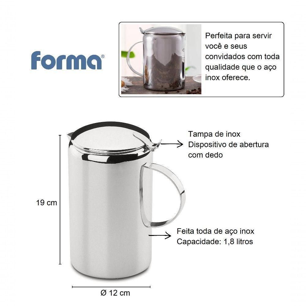 Jarra De Suco Inox 1,8 Litros Com Tampa água Bebidas Servir Mesa Posta Chá Café Bar Garrafa - 3