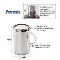 Jarra De Suco Inox 1,8 Litros Com Tampa água Bebidas Servir Mesa Posta Chá Café Bar Garrafa - 3