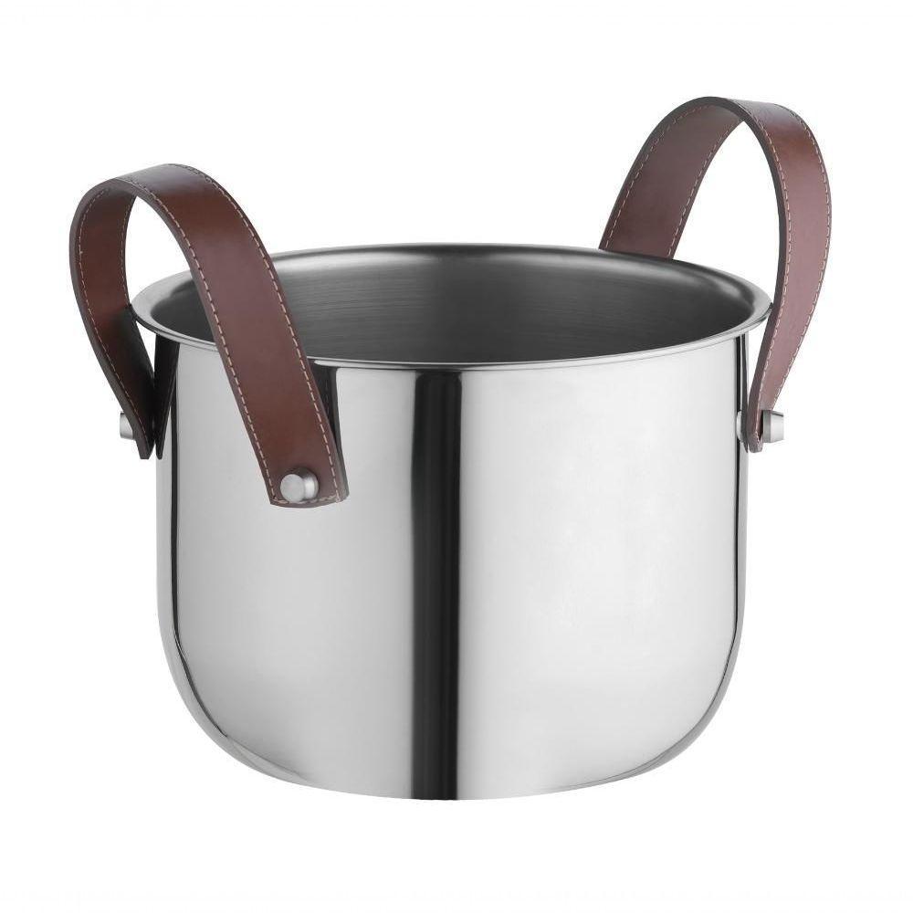 Champanheira Inox 12 Litros Grande Firenze Com Alças Couro Balde De Gelo Gigante Garrafa Champagne - 1