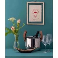 Champanheira Inox 12 Litros Grande Firenze Com Alças Couro Balde De Gelo Gigante Garrafa Champagne - 5