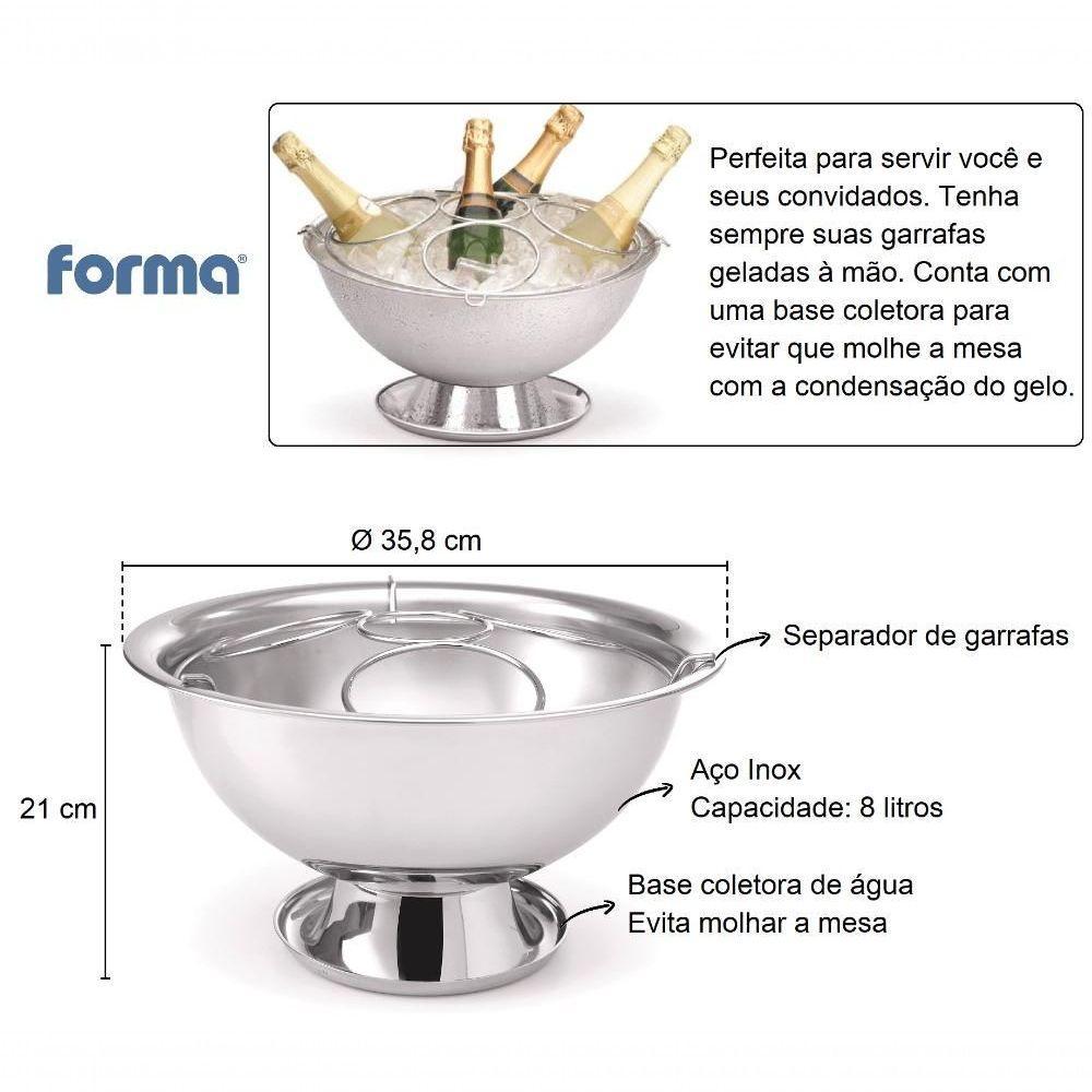 Champanheira Grande Inox 8 Litros Com Base Coletora De água Grelha Separadora Removível 5 Garrafas - 2