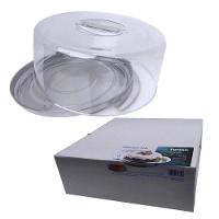 Prato Para Bolo Pudim Inox Boleira Cúpula Acrílica 27,5cm - 5