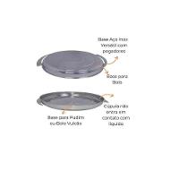 Prato Para Bolo Pudim Inox Boleira Cúpula Acrílica 27,5cm - 9