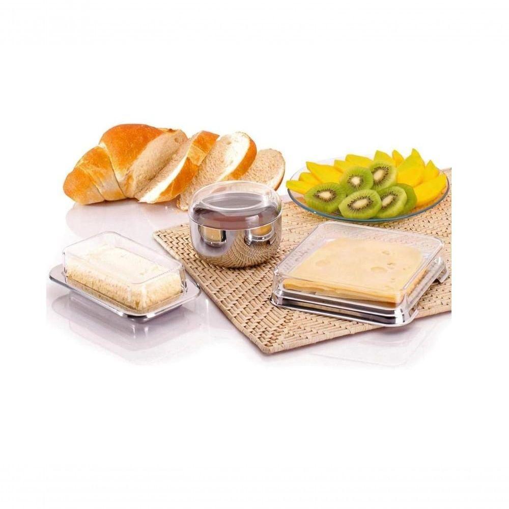 Porta Frios Geladeira De Aço Inox Conservar Queijo Presunto - 4