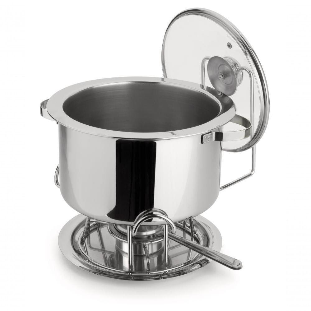 Rechaud Aço Inox Banho Maria Com Bowl Embutido Grande 8,2 Litros Buffet Restaurante Sopa Feijão - 1