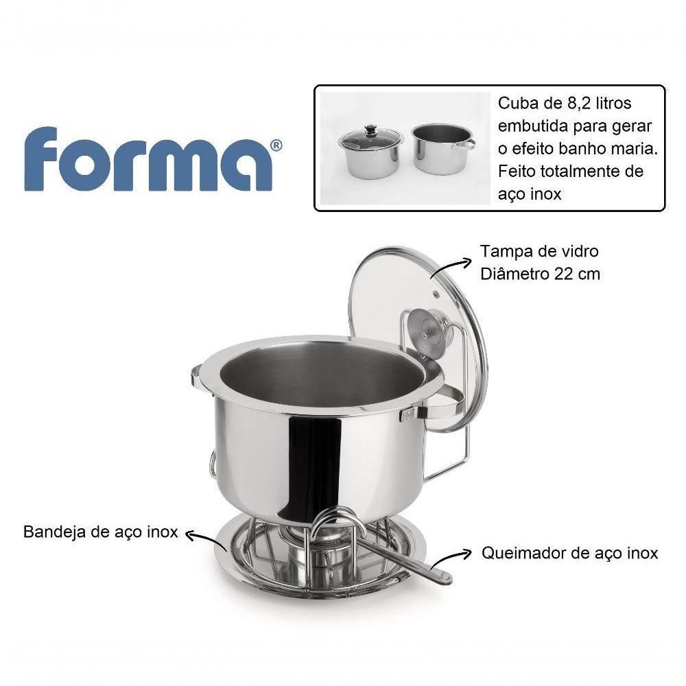 Rechaud Aço Inox Banho Maria Com Bowl Embutido Grande 8,2 Litros Buffet Restaurante Sopa Feijão - 2