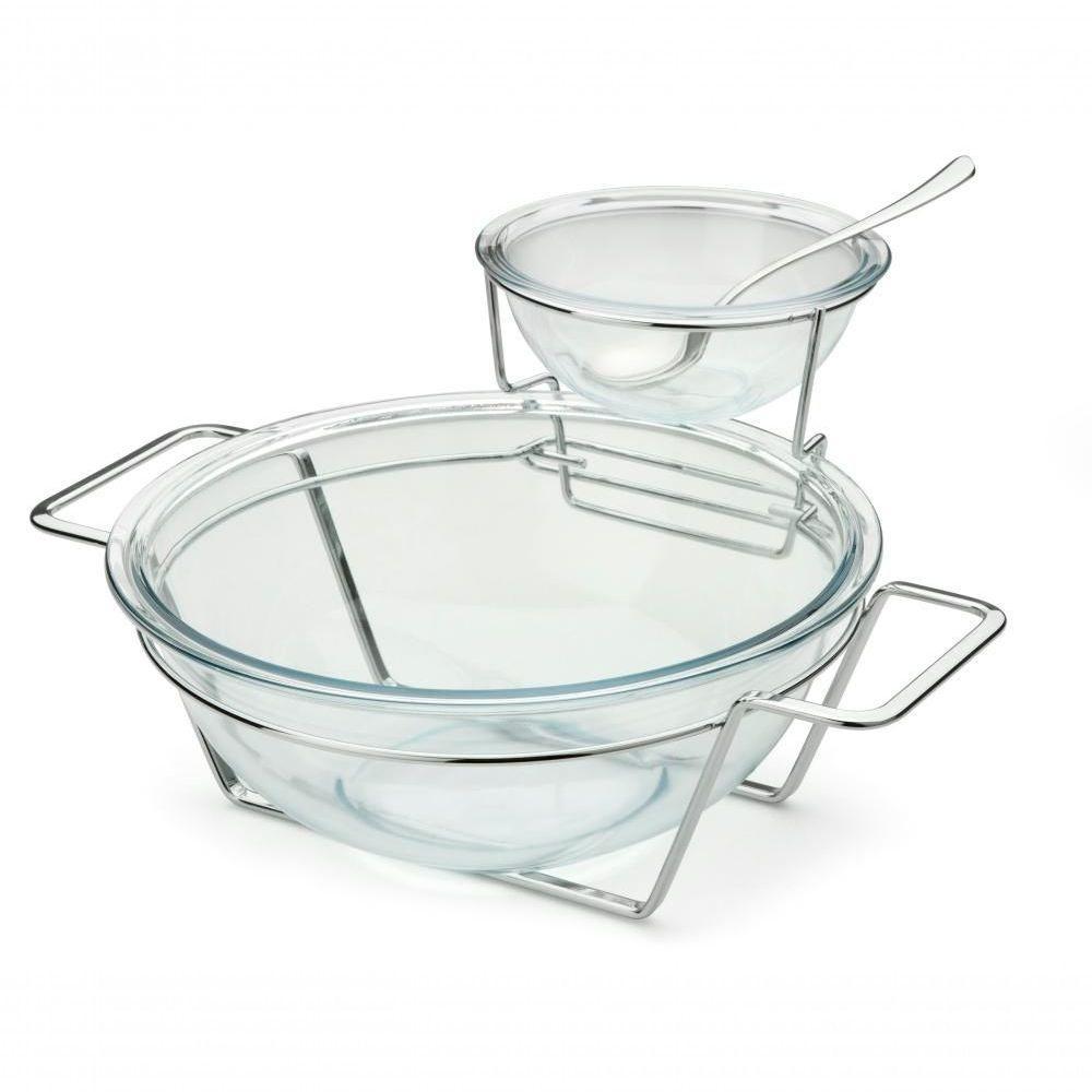 Saladeira Gourmet Com Dois Potes De Vidro Para Molho Massas - 8