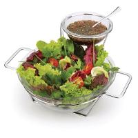 Saladeira Gourmet Com Dois Potes De Vidro Para Molho Massas - 1
