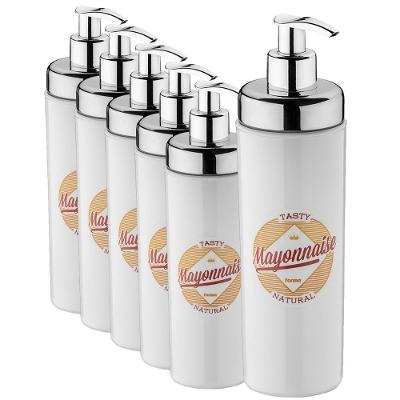 Conjunto Com 6 Potes Dispenser Para Maionese Bar Restaurante Bisnaga Kit Servir Mesa Vintage Retro