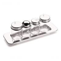 Kit Galheteiro Azeite Vinagre Paliteiro Saleiro Vidro Inox Mesa Servir Temperar Salada Azeiteiro