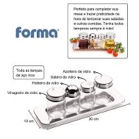 Kit Galheteiro Azeite Vinagre Paliteiro Saleiro Vidro Inox Mesa Servir Temperar Salada Azeiteiro - 7
