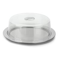 Boleira Prato Para Bolo Inox Com Cúpula Acrílico 33cm Pudim