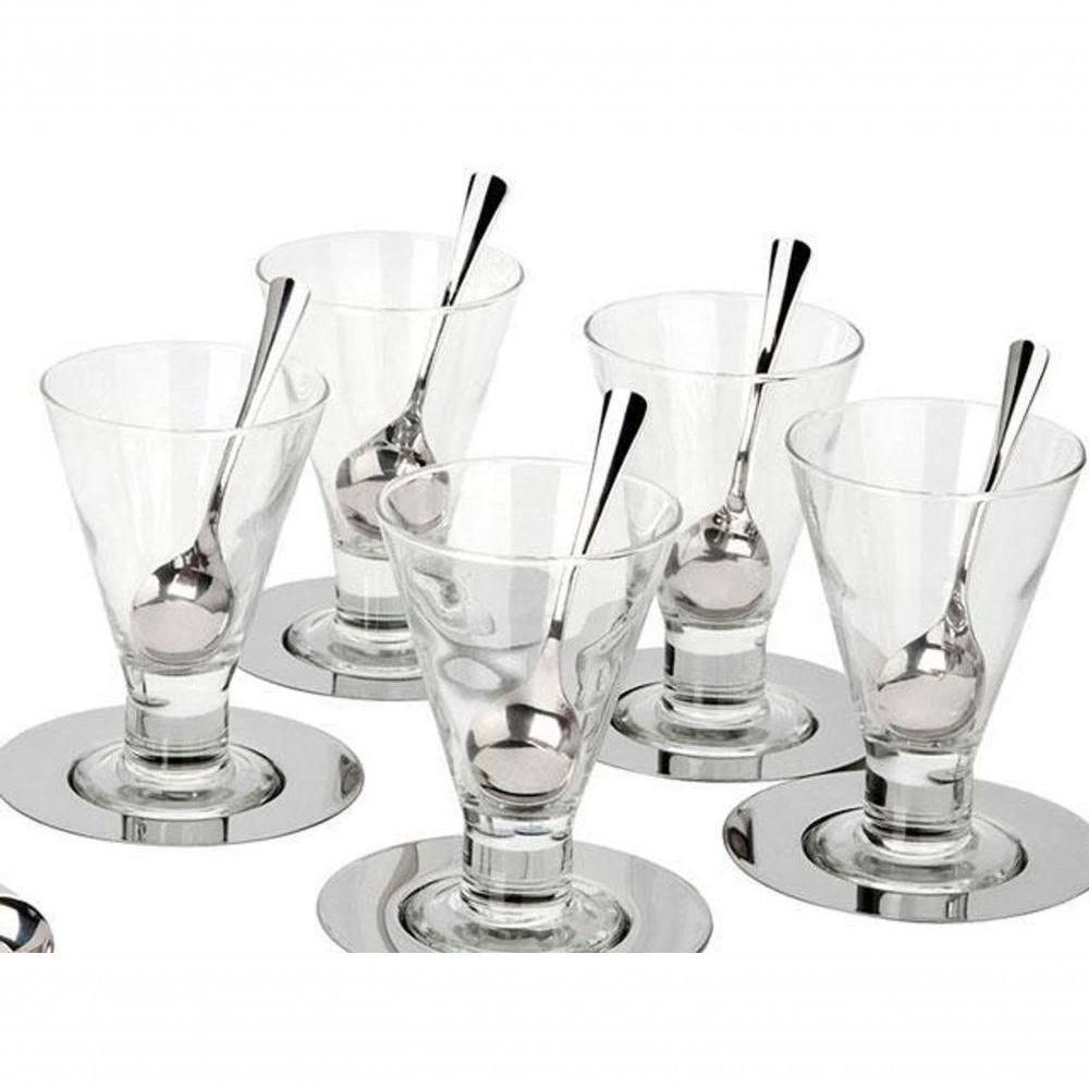 Kit Para Servir Sorvete Sobremesas 6 Conjuntos Taça De Vidro Multiuso Milk Shake Doces Salada Fruta - 4